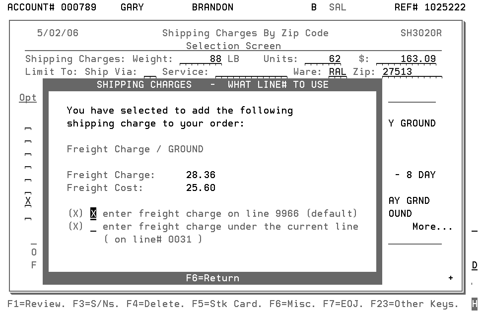 Shipping Charges by Zip/Postal Code Inquiry - CUS 20