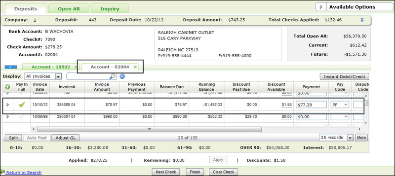 Entering AR Deposits