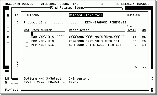 Multi-Line Order Entry and Bills of Materials
